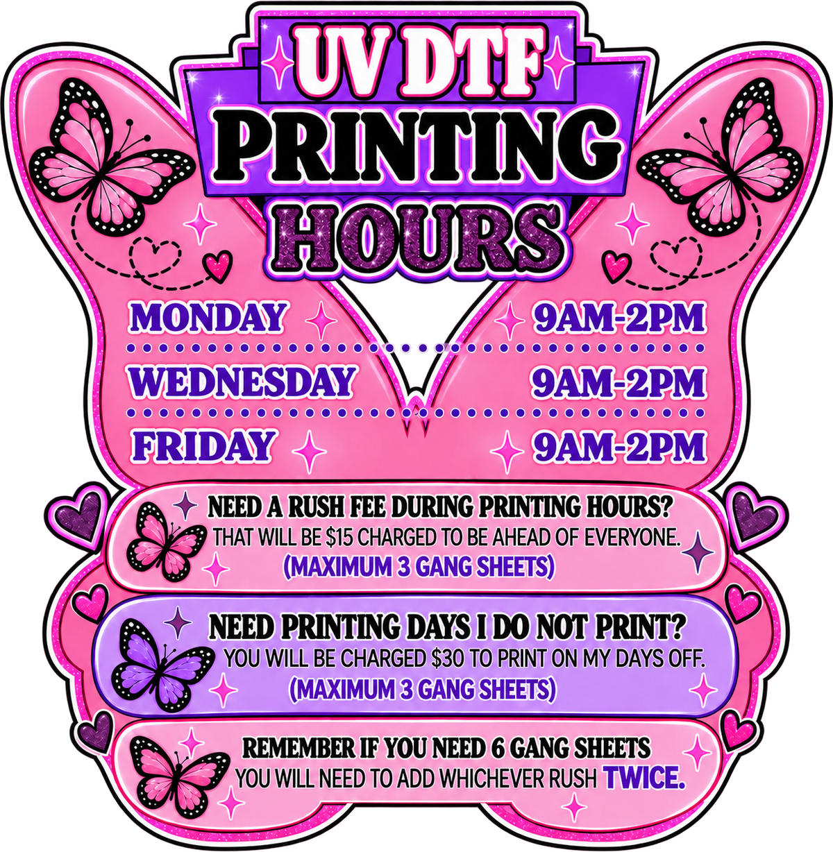 UV DTF RUSH FEE