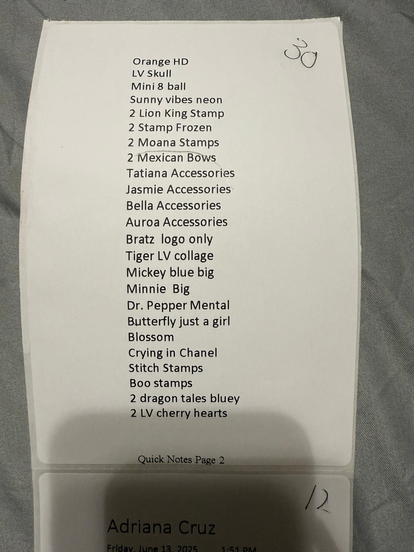 Adriana Cruz order