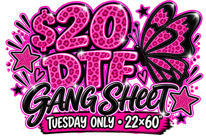 (Tuesday Only) 22x60 Custom DTF Gang Sheet – Only $20